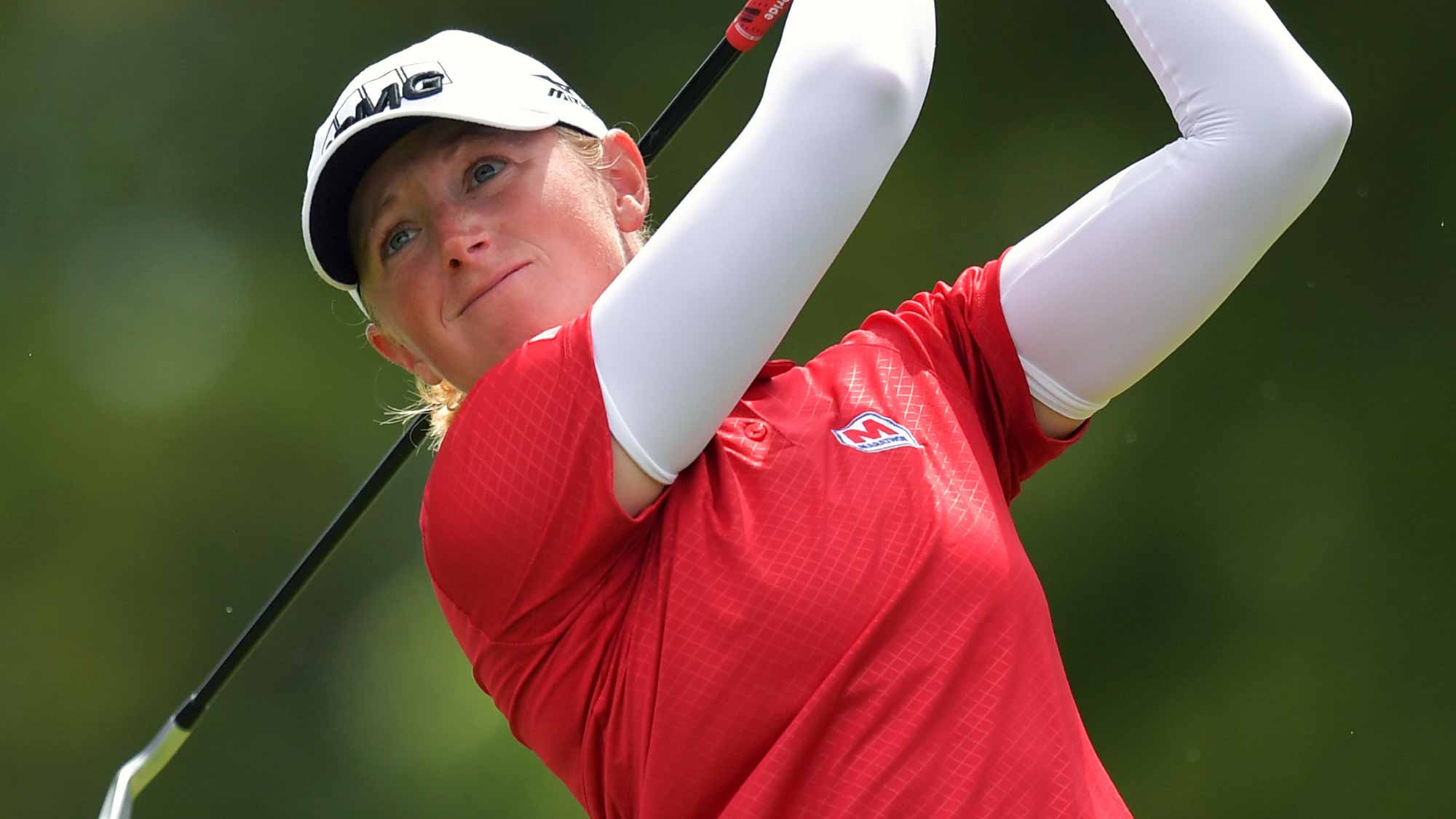 Stacy Lewis hits her tee shot on the third hole during the first round of the Walmart NW Arkansas Championship Presented by P&G